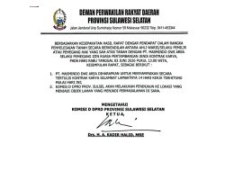 DESAK DPRD SULSEL REALISASIKAN HASIL RDP, PT. MASMINDO DIMINTA BUKA DATA KONTRAK KERJA 1998